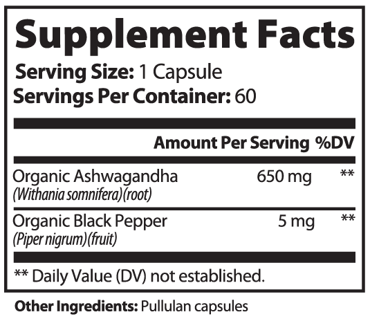 Bluehawksupplements Ashwagandha specialty supplement bottle with label, showcasing natural herbal remedy for stress and vitality.