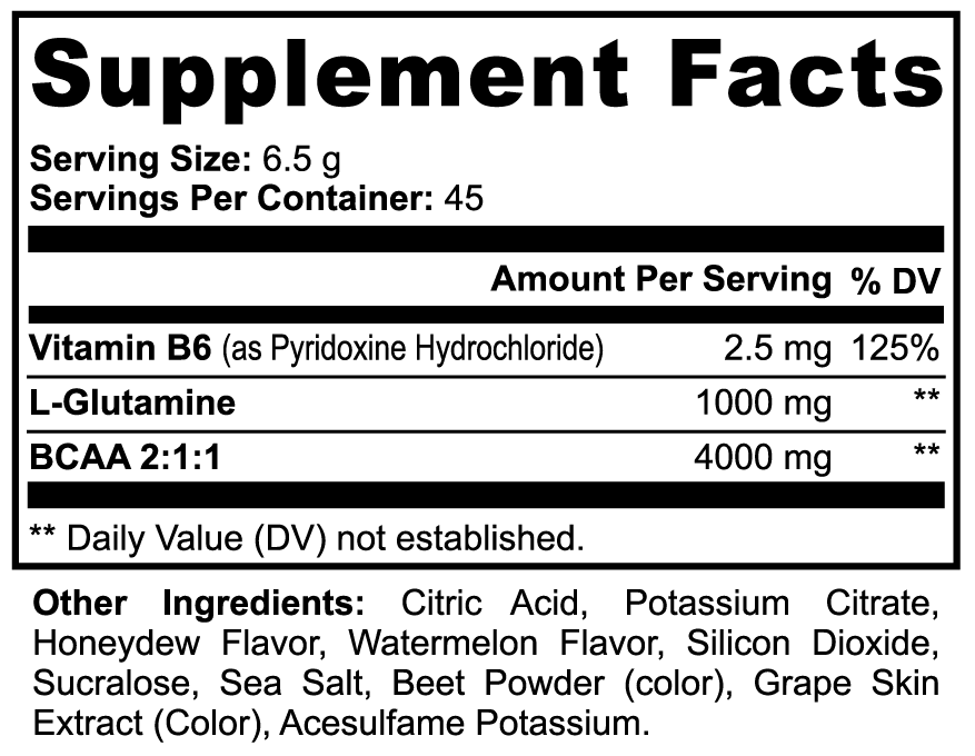 Blue Hawk Supplements BCAA Post-Workout Powder in Honeydew and Watermelon flavor, showing the colorful supplement container.