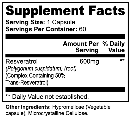 Resveratrol 50% 600mg - bluehawksupplements
