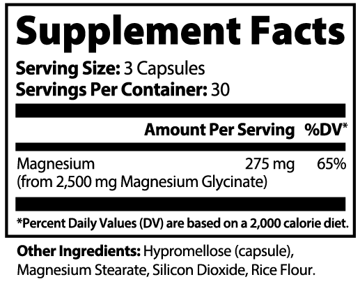 BlueHawk Supplements Magnesium Glycinate bottle with capsules, showing the label and supplement details.